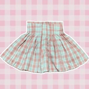 Suit Yourself Pink and White Plaid Pleated Preppy Coquette Mini Skirt Size S/M